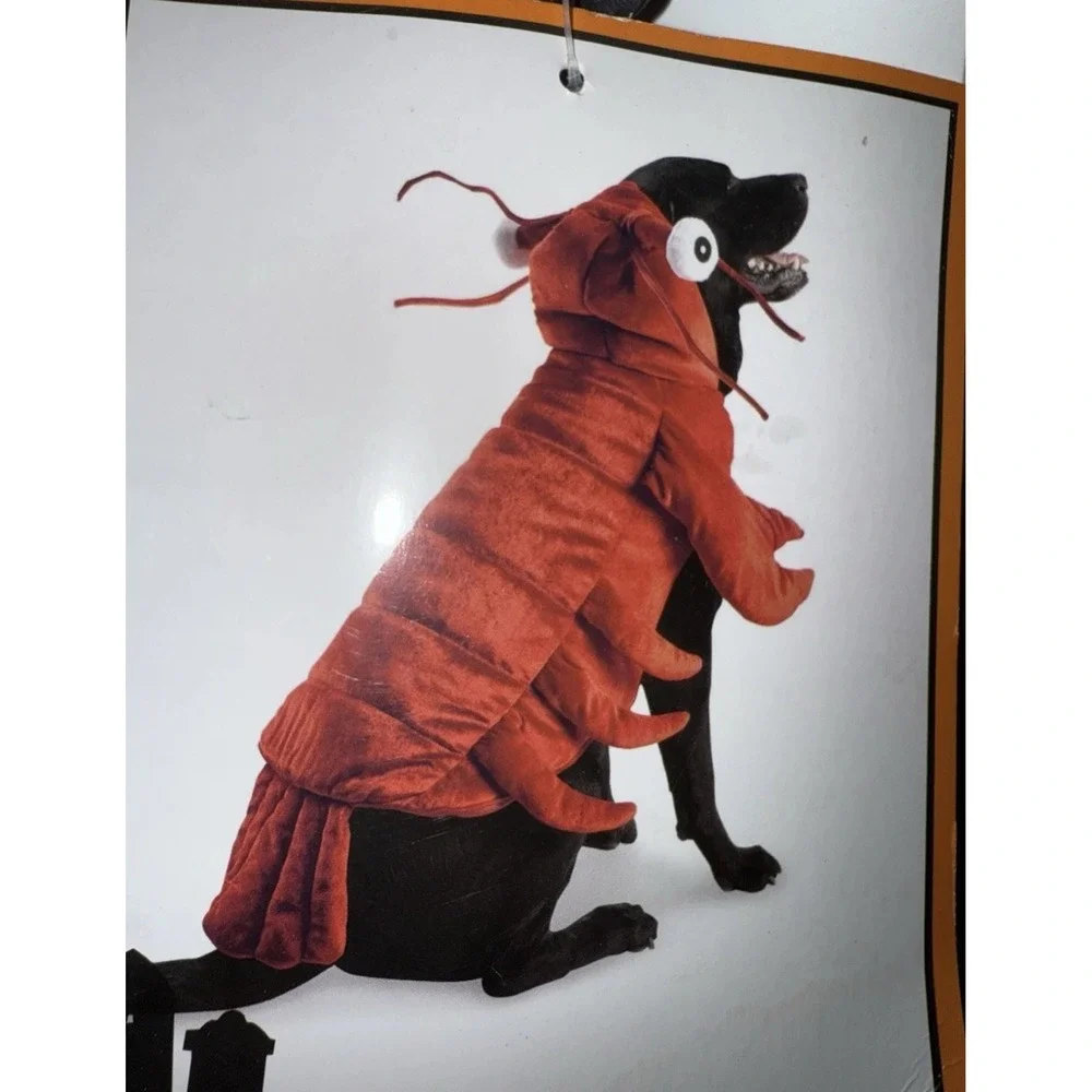 Skull & Bones Pet Dog Lobster Halloween‎ Costume Outfit Red Hooded Large